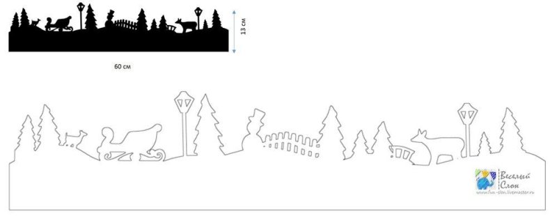 Новогодний город на подоконнике шаблоны