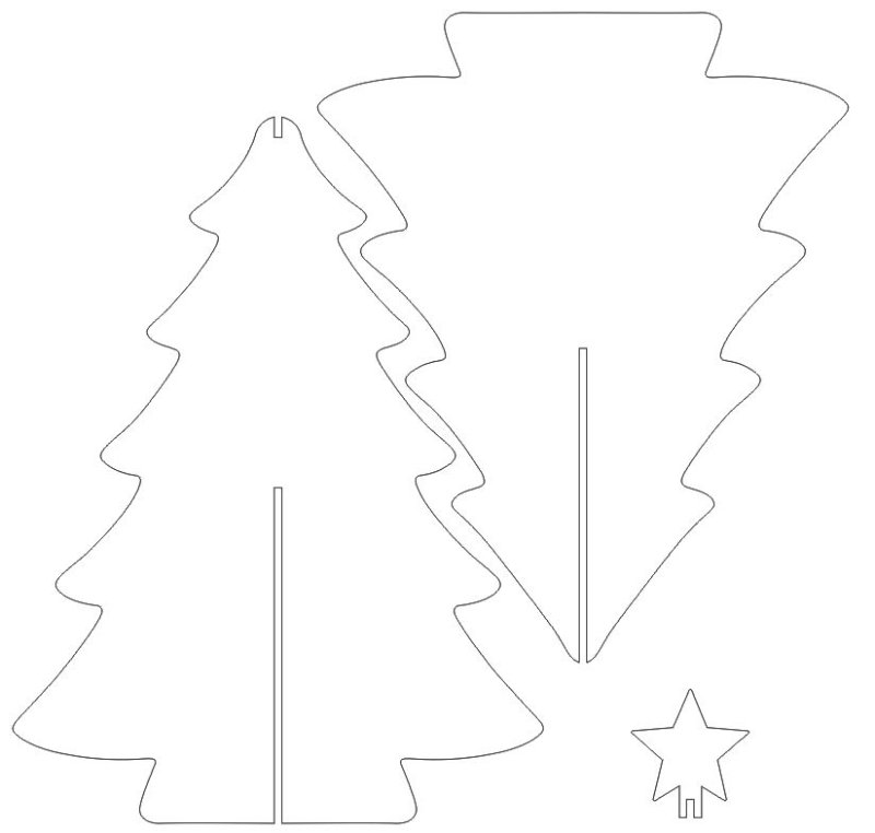 Трафарет елочки для выпиливания