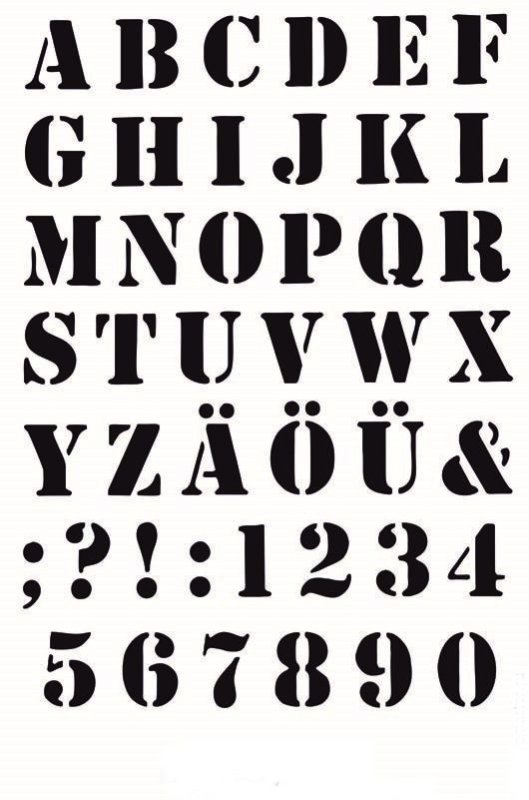 Трафарет английских букв и цифр