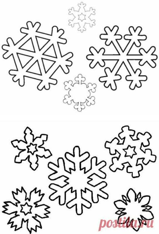 Снежинка трафарет для вырезания