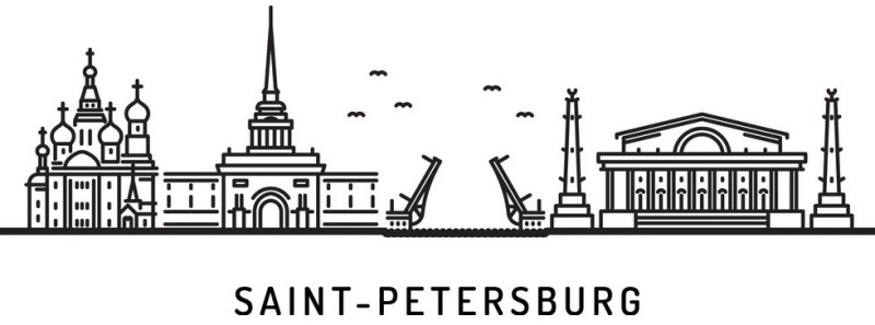 Стрелка Васильевского острова в Санкт-Петербурге вектор