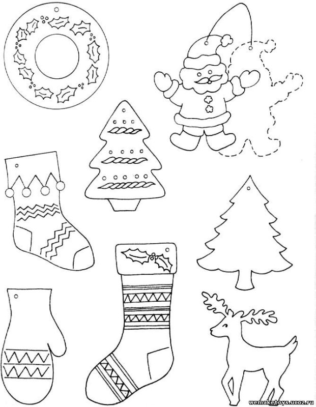 Трафарет игрушки на елку