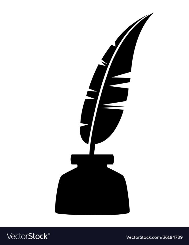 Трафарет перо с чернильницей