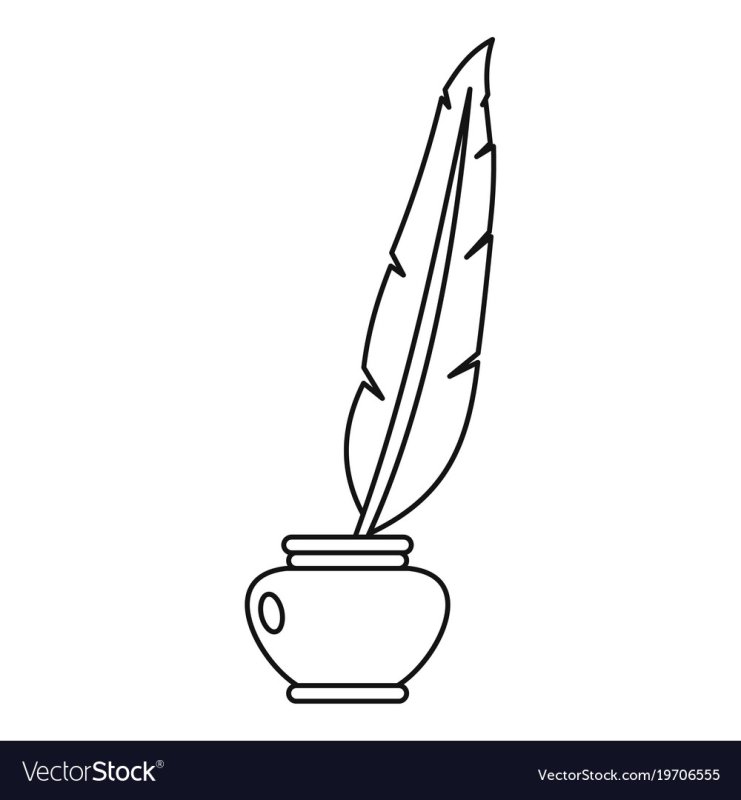 Раскраска перо и чернильница