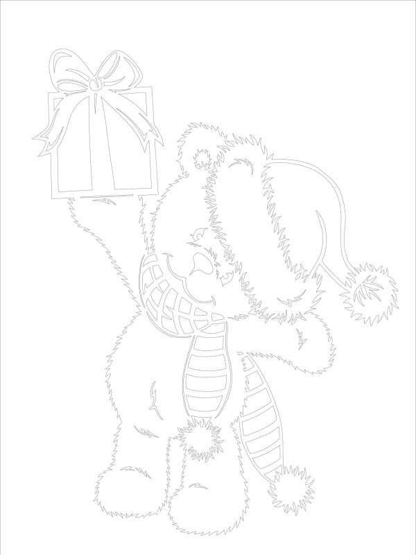 Вытынанка новый год мишка