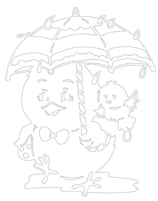 Цыпленок под зонтиком вытынанки