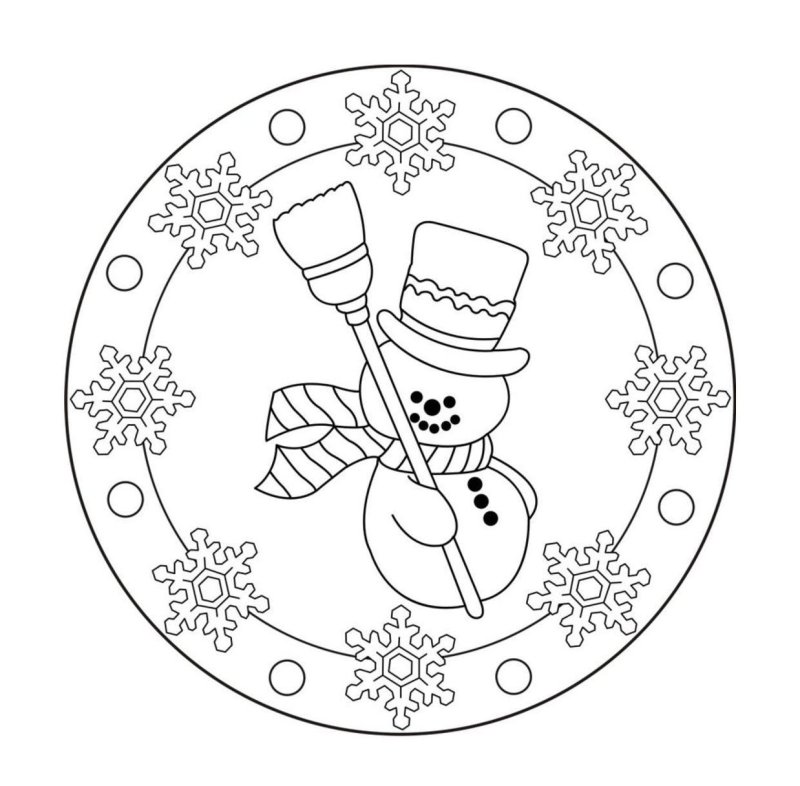 Снеговик раскраска для детей