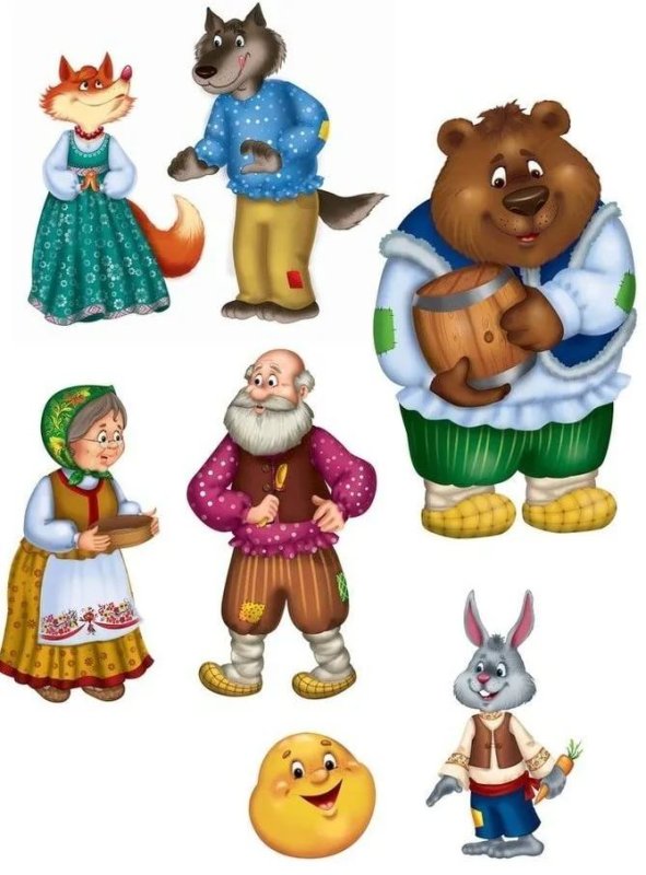 Персонажи к сказке Колобок для фланелеграфа