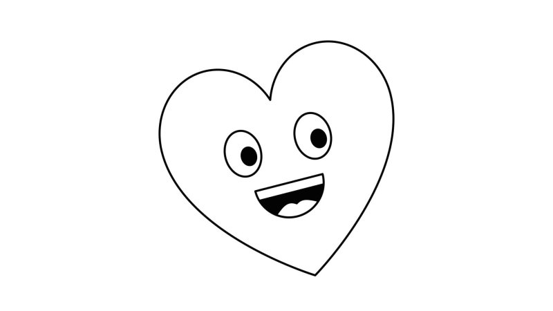 Смайлик сердечко раскраска