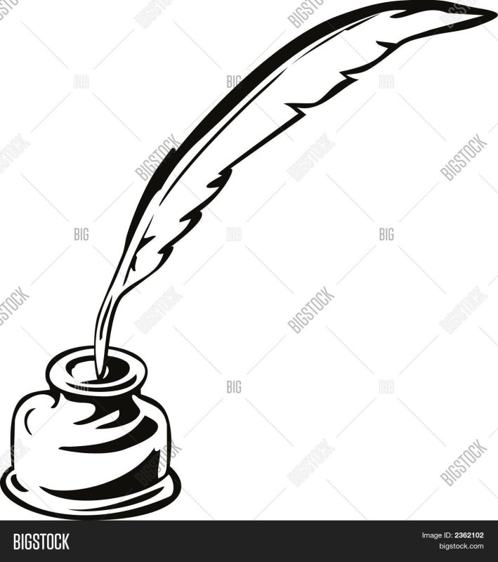 Перо и чернильница рисунок