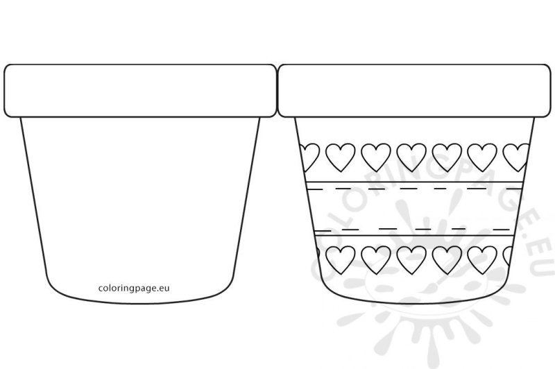 Раскраска цветочный горшок для детей