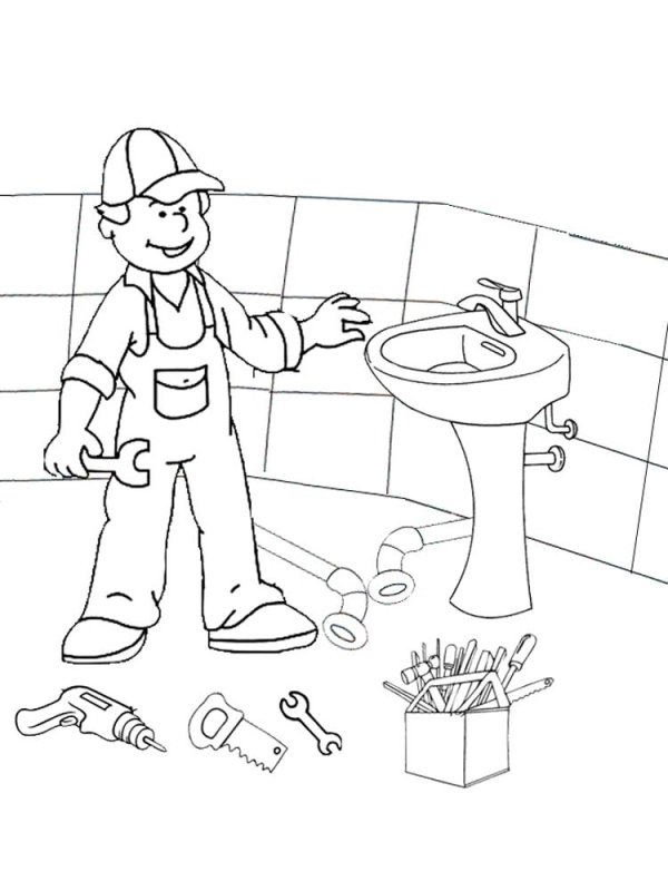 Раскраска сантехник для детей