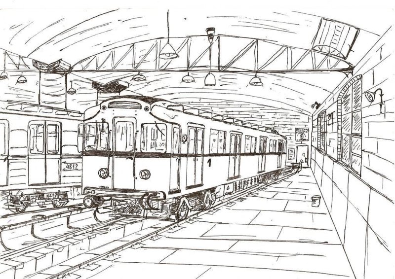 Поезд метро раскраска