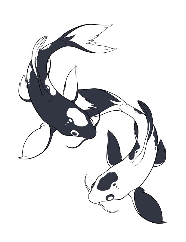 Японские рыбки Инь Янь