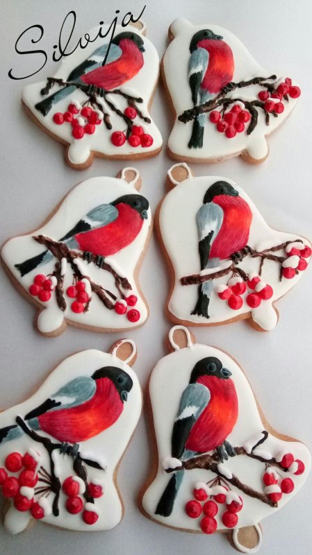 Снегирь пряник новогодний