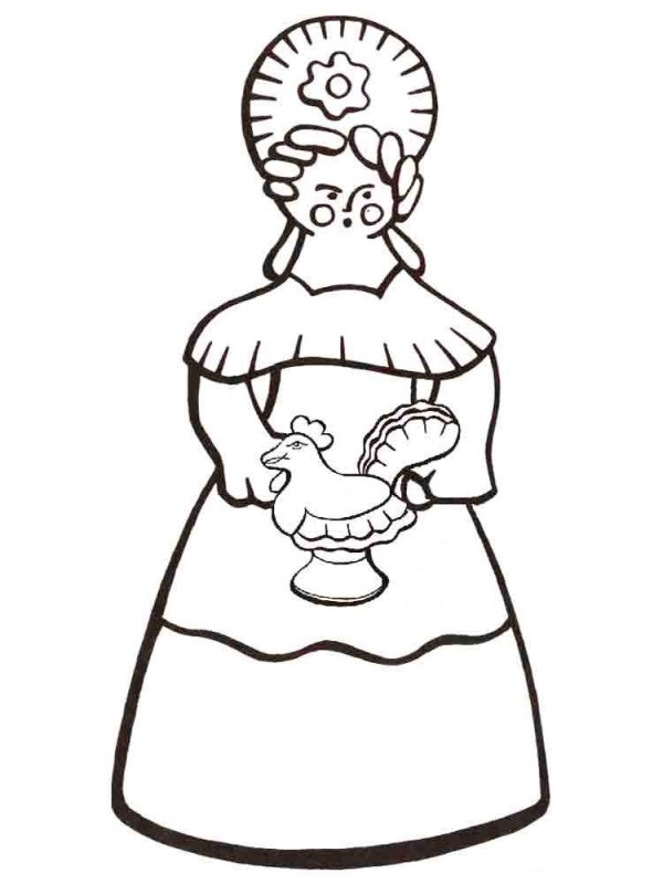 Дымковская игрушка Барыня раскраска