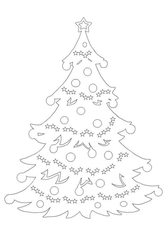 Елка Новогодняя трафарет для вырезания