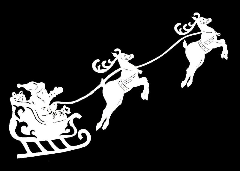 Трафареты на окна упряжка