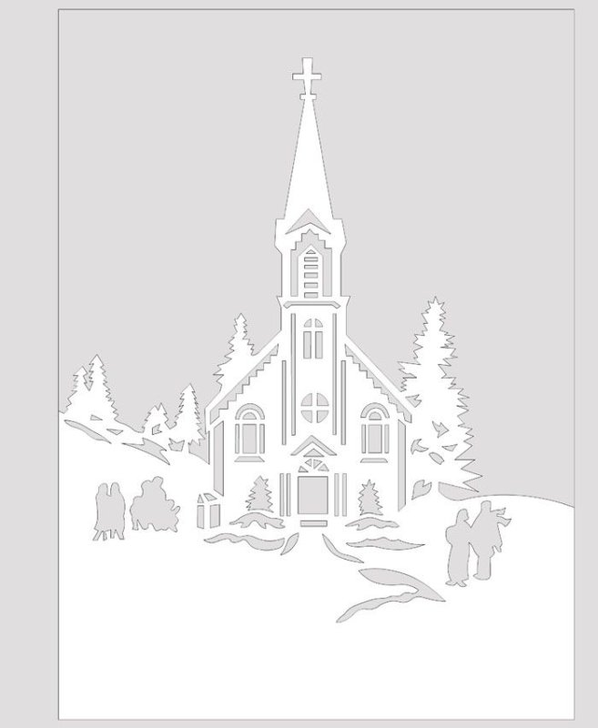 Трафареты на окна новогодние домики