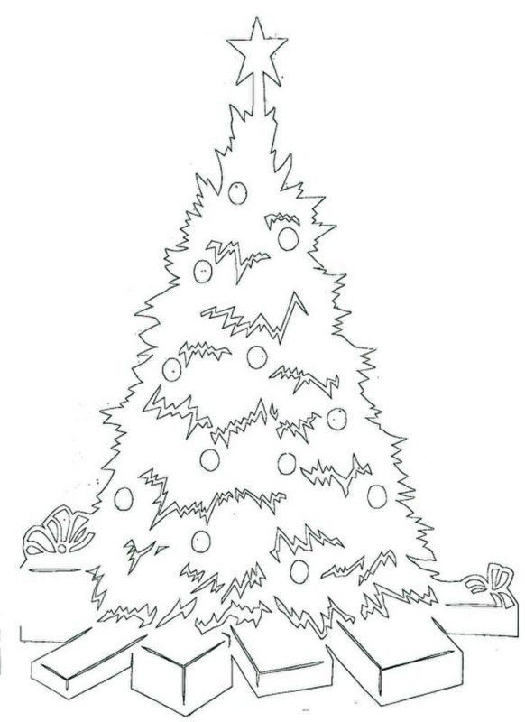 Вытынанки на окна новогодние елка