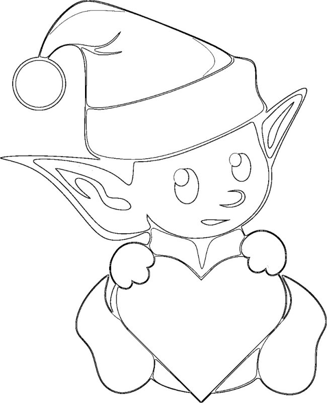 Новогодний Эльф раскраска для детей