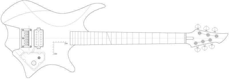 Чертеж гитары Ibanez rg580dw