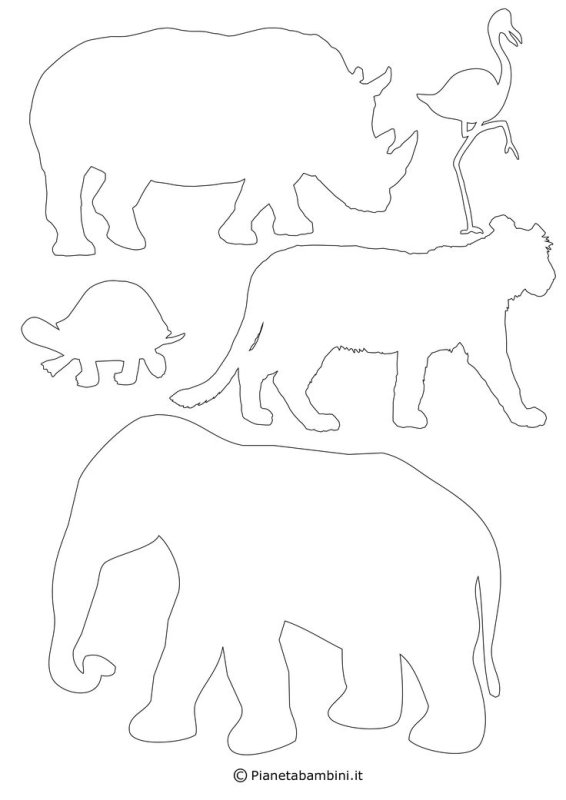 Контуры животных для детей