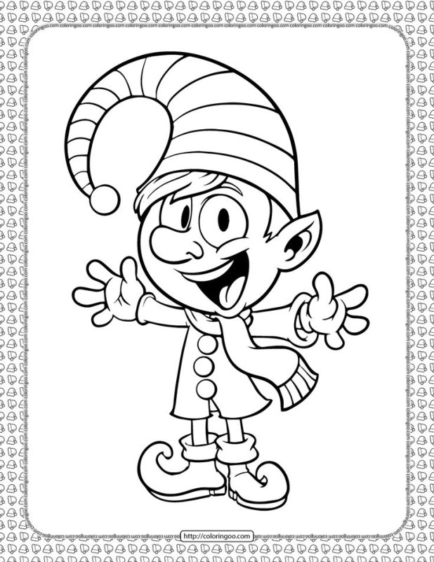 Новогодний Эльф раскраска для детей