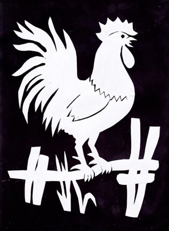 Трафарет петуха для вырезания