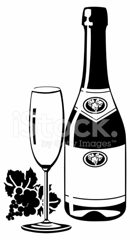Трафарет бутылка шампанского