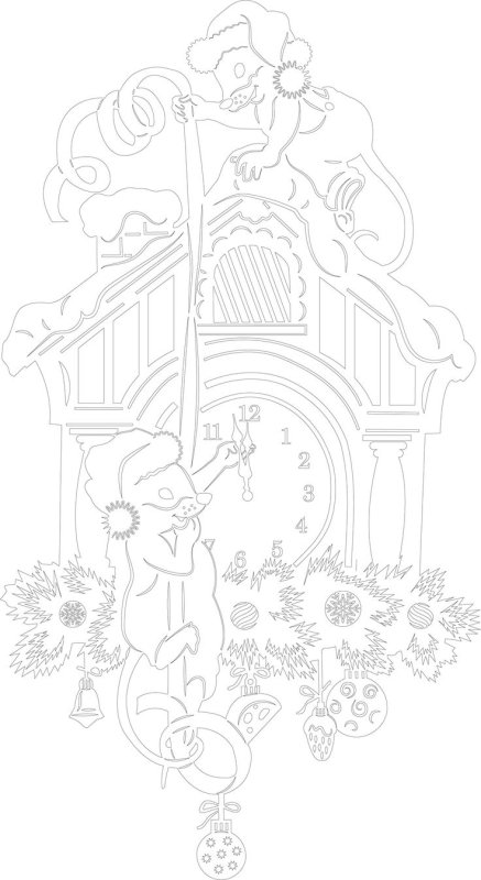 Вытынанки на окна новогодние часы