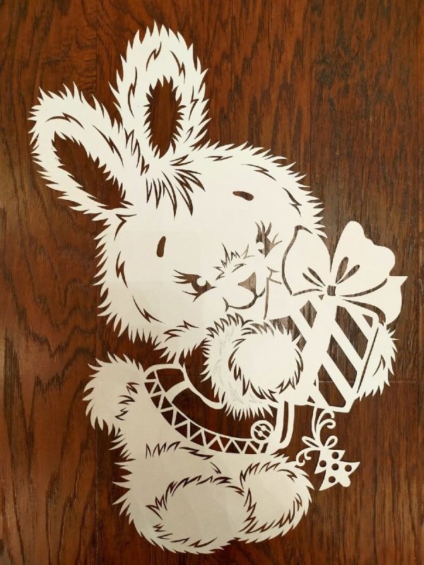 Заяц вытынанка на окно