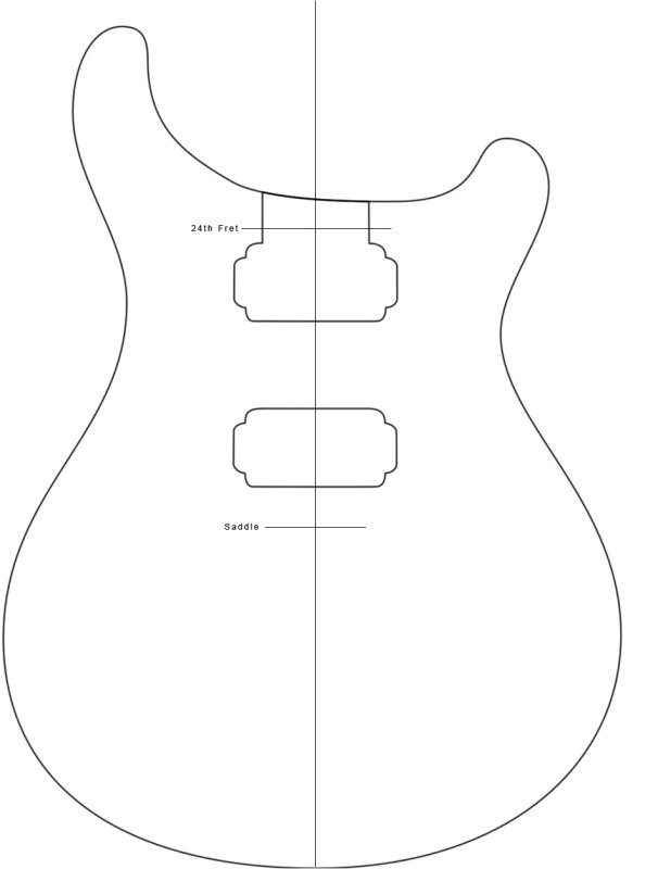 Чертеж электрогитары PRS