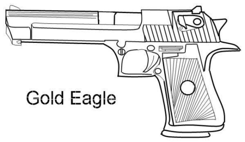 Чертёж пистолета Desert Eagle с размерами