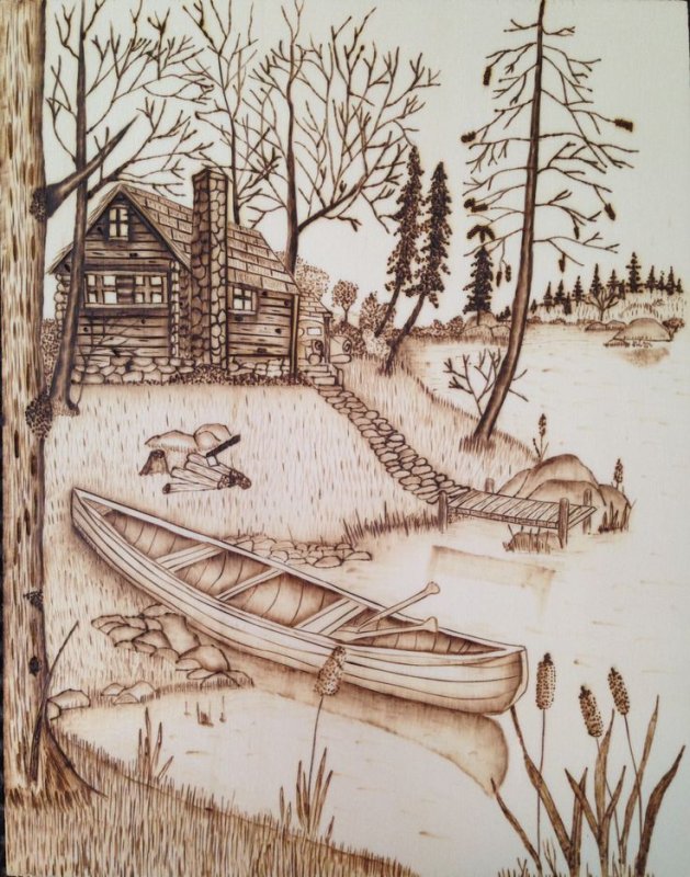 Картины для выжигания по дереву пейзажи