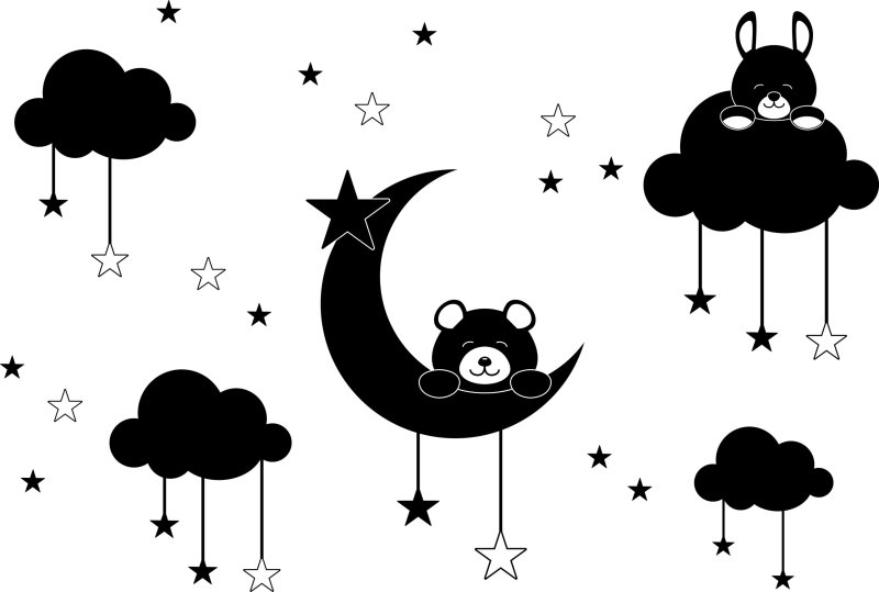 Трафарет Луна и звезды