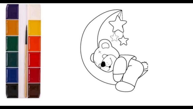 Мишка на Луне раскраска