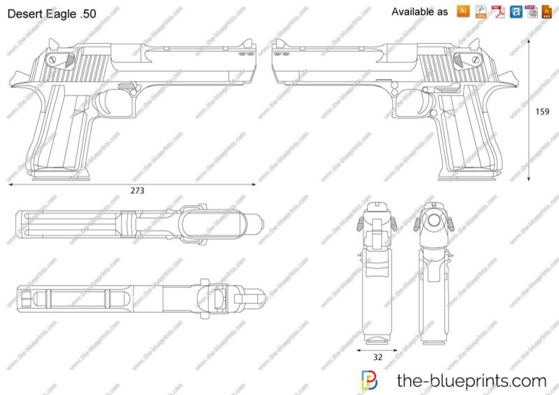 Пистолет Дезерт игл габариты