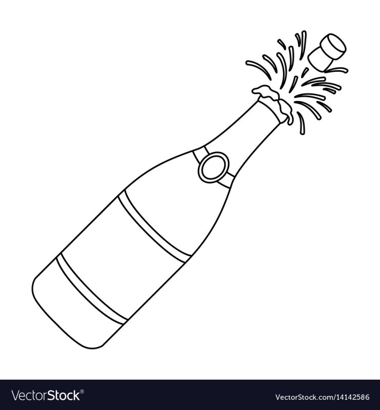Трафарет бутылка шампанского