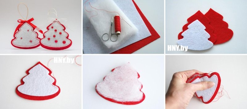 Елка из белого фетра