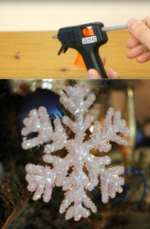 Снежинки из клеевого пистолета