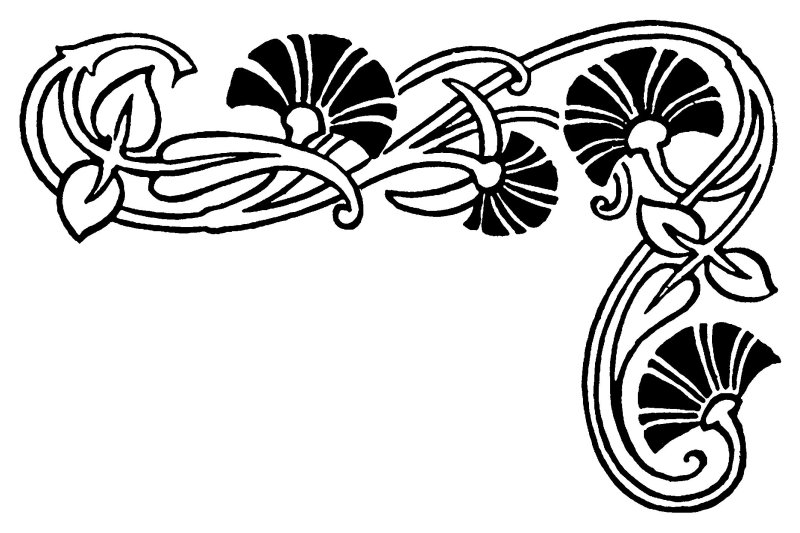 Ар нуво Модерн орнамент угловой растительный