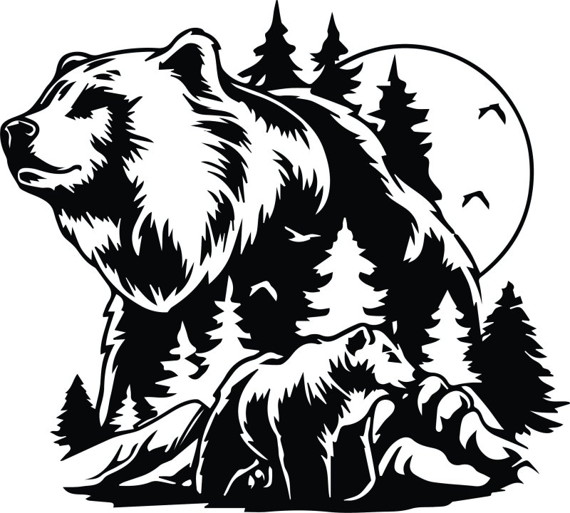 Силуэт медведя