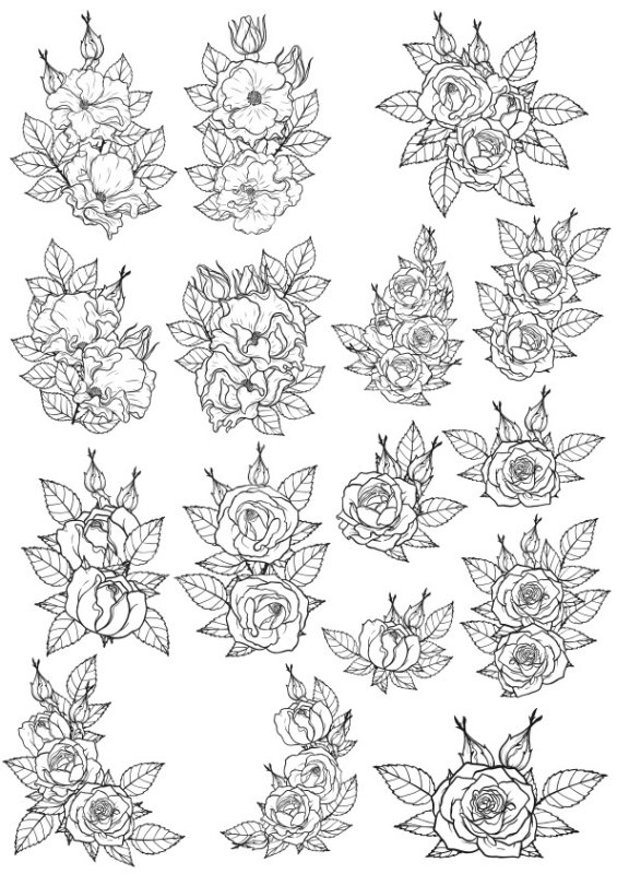 Макет цветов для гравировки