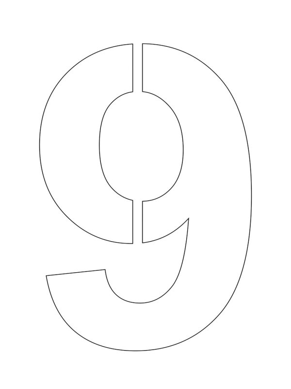 Цифра 9 трафарет