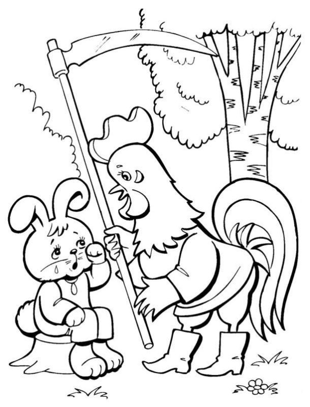 Раскраски к сказке Заюшкина избушка для детей