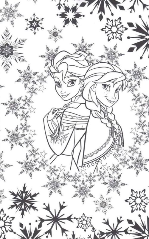 Раскраски Анна и Эльза в новый год