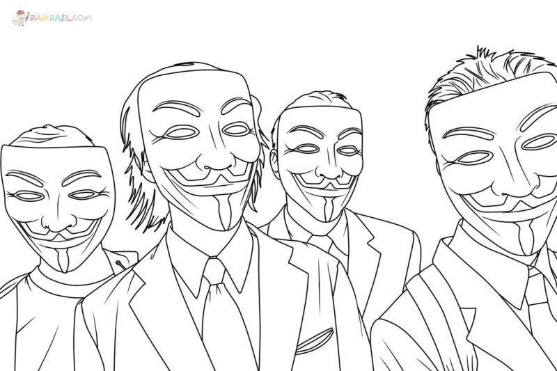 Маска Анонимуса раскраска