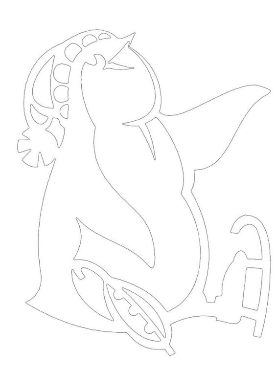 Вытынанки на окна пингвины