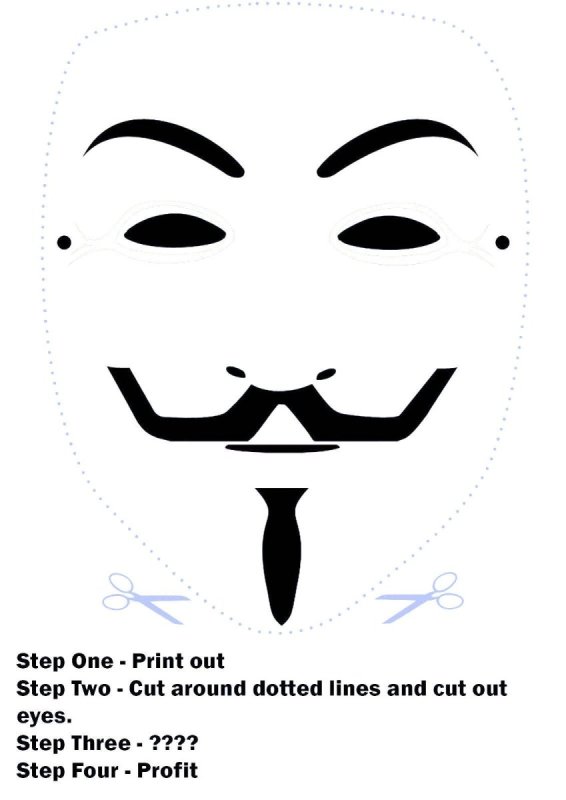 Маска Анонимуса раскраска